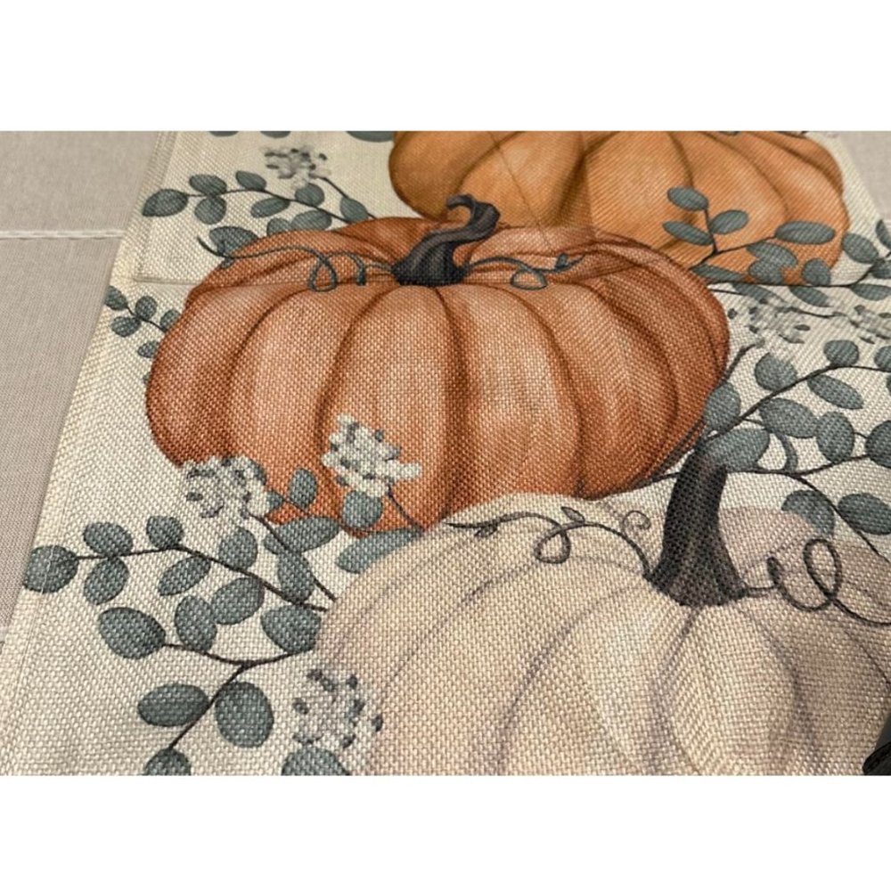 Pumpkin Table Runner Orange Cottage Farmhouse Thanksgiving Fall Decor Long Cloth - Picture 2 of 8